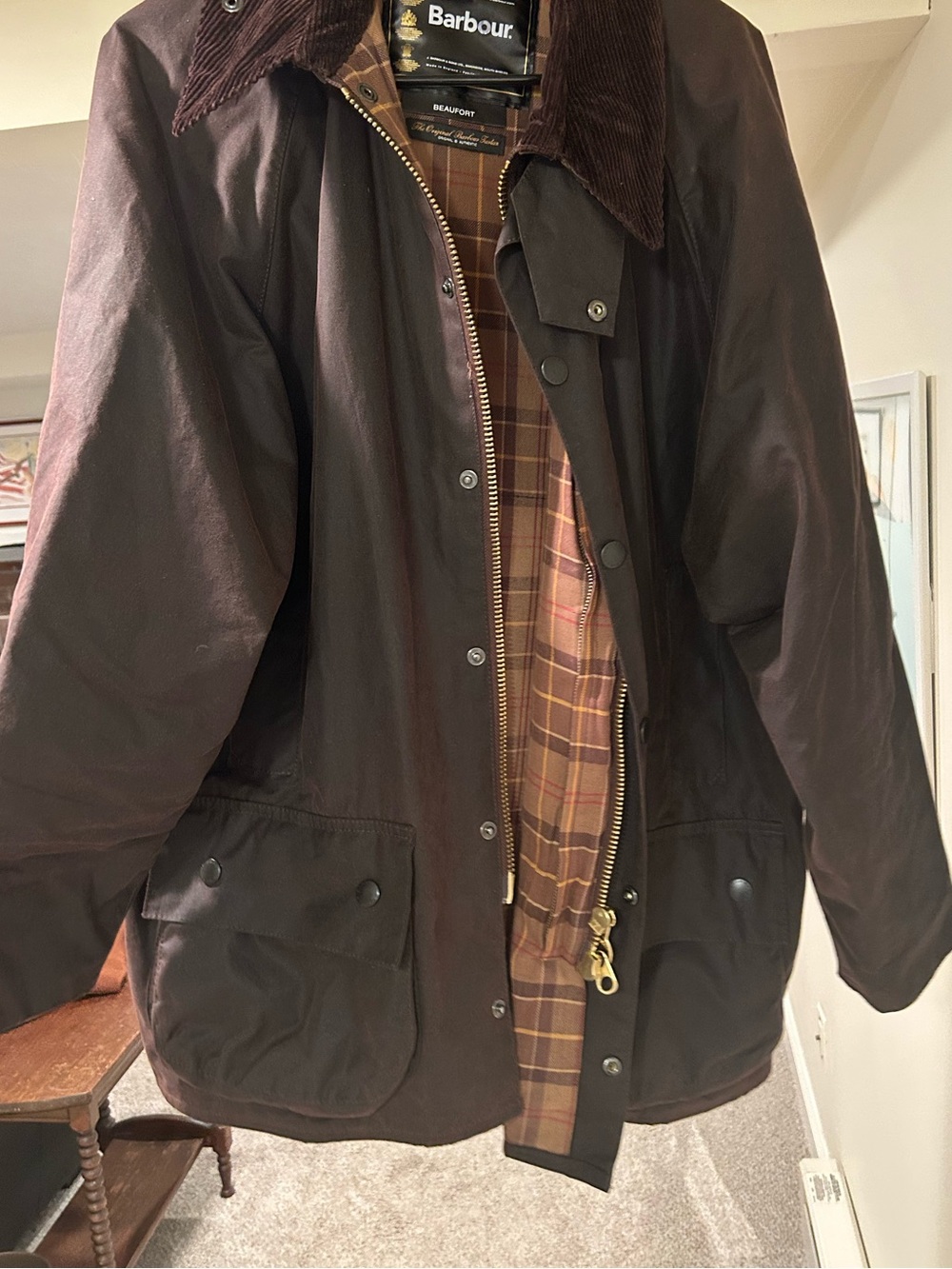 Barbour Beaufort Waxed Jacket Mens C44 112CM Vintage 3 Crest Rustic Brown